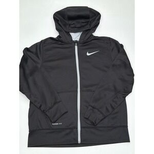 Nike Therma-FIT Boys XL Black Full Zip Hoodie Fleece Lined Sweatshirt Activewear